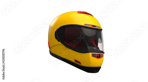 Yellow Helmet Side View. PNG. 3D Render. 3D Illustration.