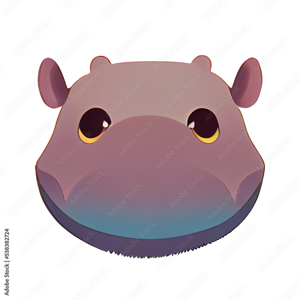 Fototapeta premium Cute hippo on white background digital 3d illustration for book web graphic design