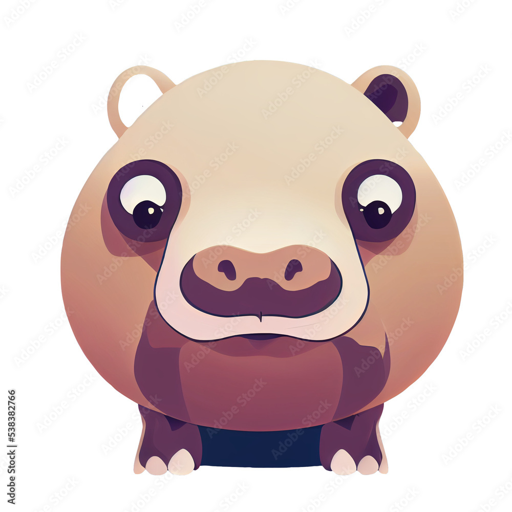 Cute hippo on white background digital 3d illustration for book web graphic design Cute hippo on white background digital 3d illustration for book web graphic design