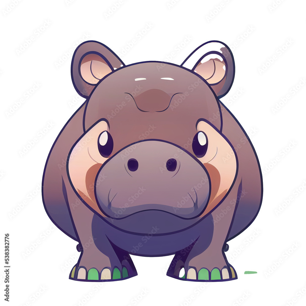 Cute hippo on white background digital 3d illustration for book web graphic design Cute hippo on white background digital 3d illustration for book web graphic design