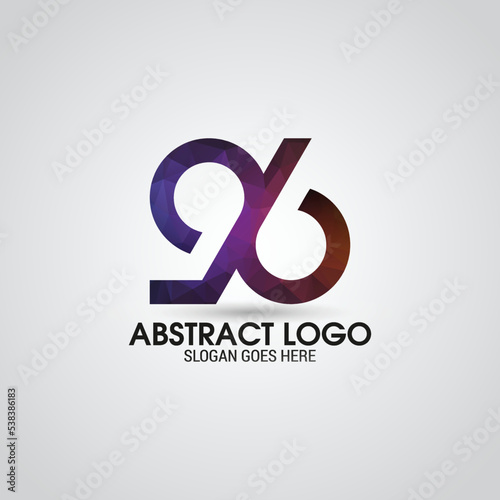 Modern number logo icon design, 96 logo design,96 Number Logo Design with a Creative Cut and Black Circle Background. Creative logo design.