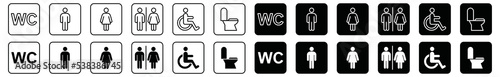 WC icon vector set. Toilet sign silhouette. Male or female toilet sign