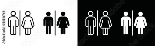 Restroom door for man or woman sign silhouette. Male or female toilet icon
