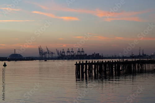 Summer sunsets over the docks in Southampton