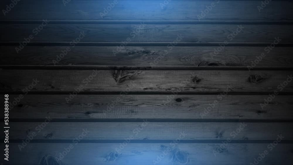 Grunge wooden planks with blue neon illumination abstract background. Seamless looping motion design. Video animation Ultra HD 4K 3840x2160