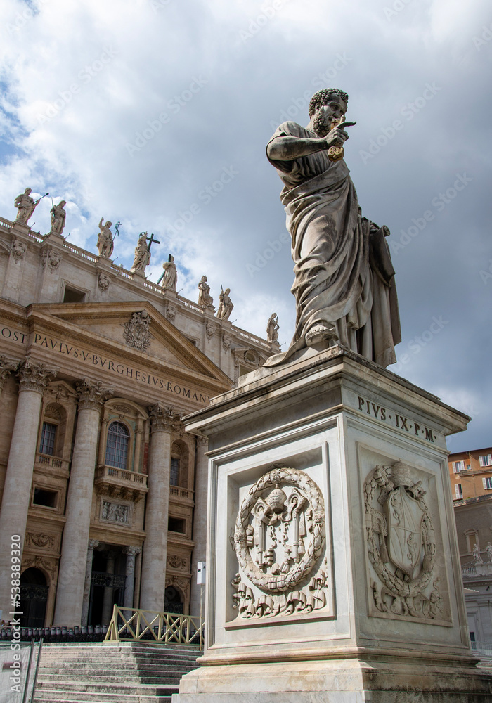 Monumental statue of Saint Peter the Apostle in front of Saint Peter's Basilica
