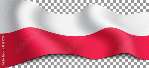 Long Polish flag on a transparent background.