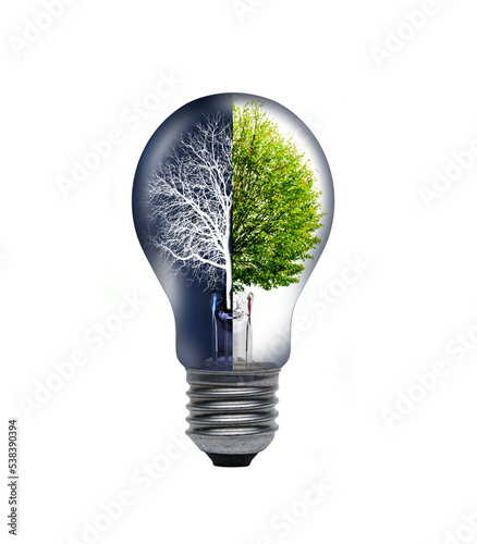 Glühlampe mit einem Grünen Baum