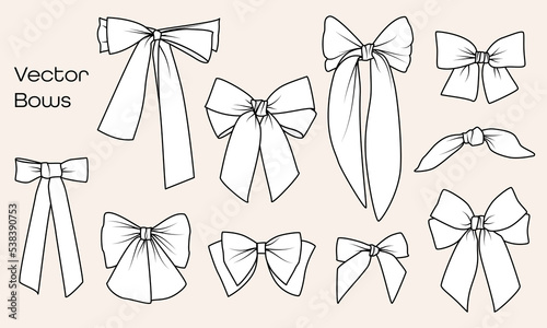 Stampa su tela Collection of vector graphical decorative bows