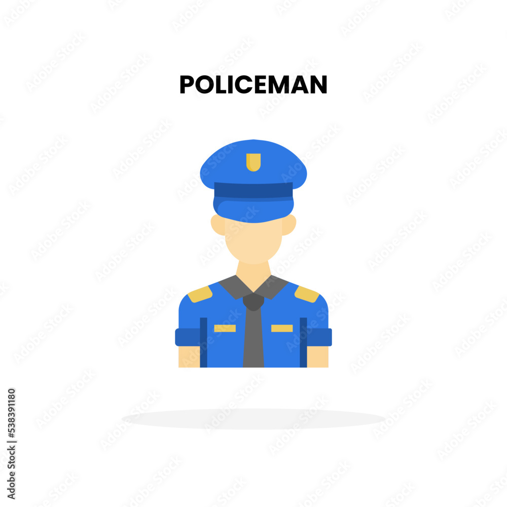 Policeman flat icon. Vector illustration on white background.