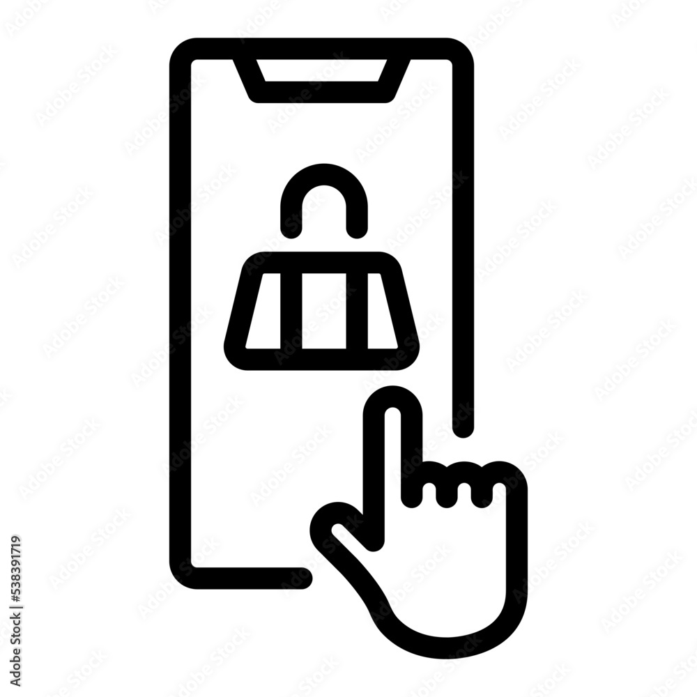 Shopping on mobile icon Shopping on mobile icon