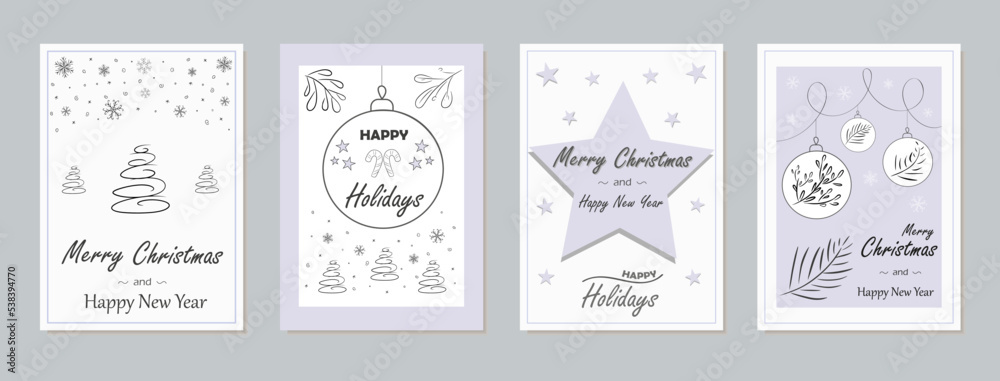 Set of Christmas cards. Collection of New Year's templates