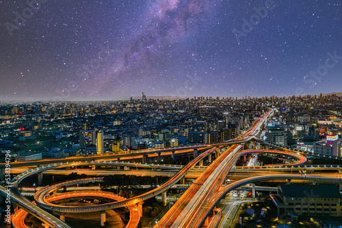 天の川と都会の夜景が織りなす美しい風景写真【大阪風景】