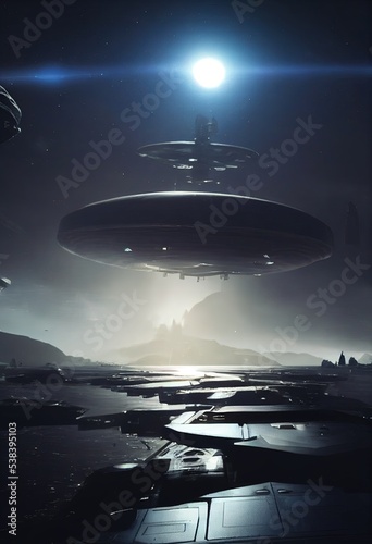 Alien Planet sci-fi outer space vertical wallpaper 3D Illustration with copy space for mobile screens