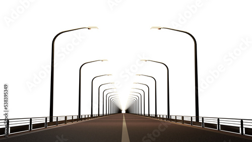 Isolated of night road (3D Rendering)