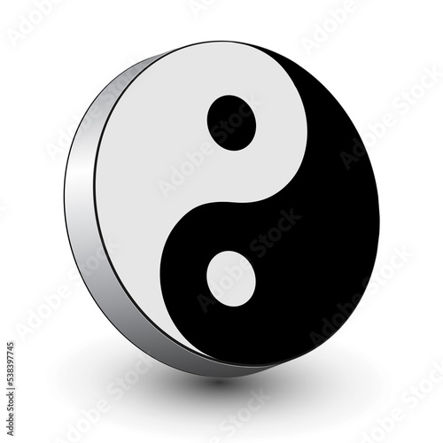 Logo 3d Yin Yang symbol isolated.