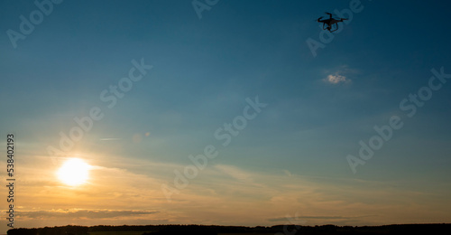 Drone and sunset