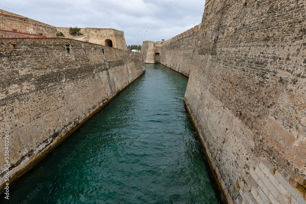 Fortification of Ceuta, Spain. The Royal Walls of Ceuta. Spanish Enclave in Africa. Ceuta Shares a Border with Morocco. Spain. Africa. Fortification of Ceuta, Spain. The Royal Walls of Ceuta. Spanish Enclave in Africa. Ceuta Shares a Border with Morocco. Spain. Africa.