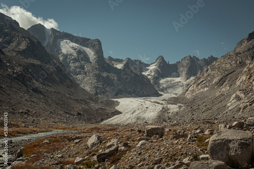 View on the Forno Glacier in Graubünden Switzerland during summer