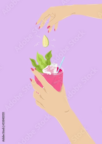 women's hand with cocktail