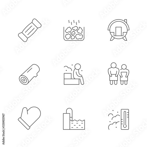 Set line icons of sauna