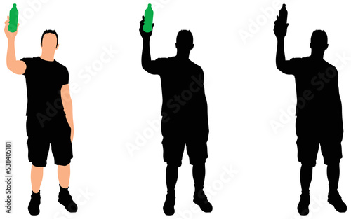 Casual young man drinking bottle of beer
