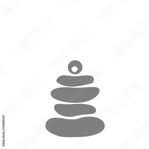 stack of stones, Hand drawn vector, Meditation stones on white background . Pyramid pebbles free space. Calm, buddhism symbol or aromatherapy set concept.