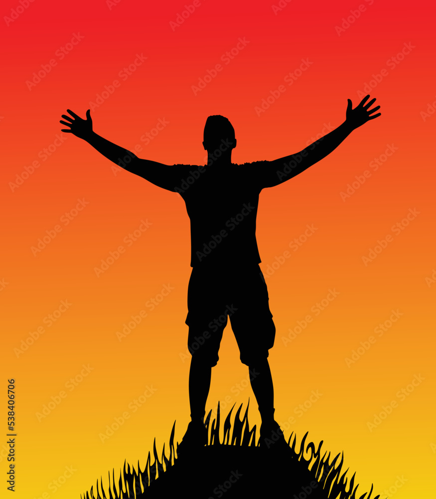 silhouette of man with open arms