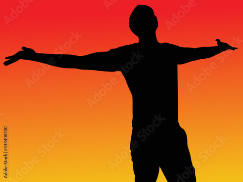 silhouette of man with open arms