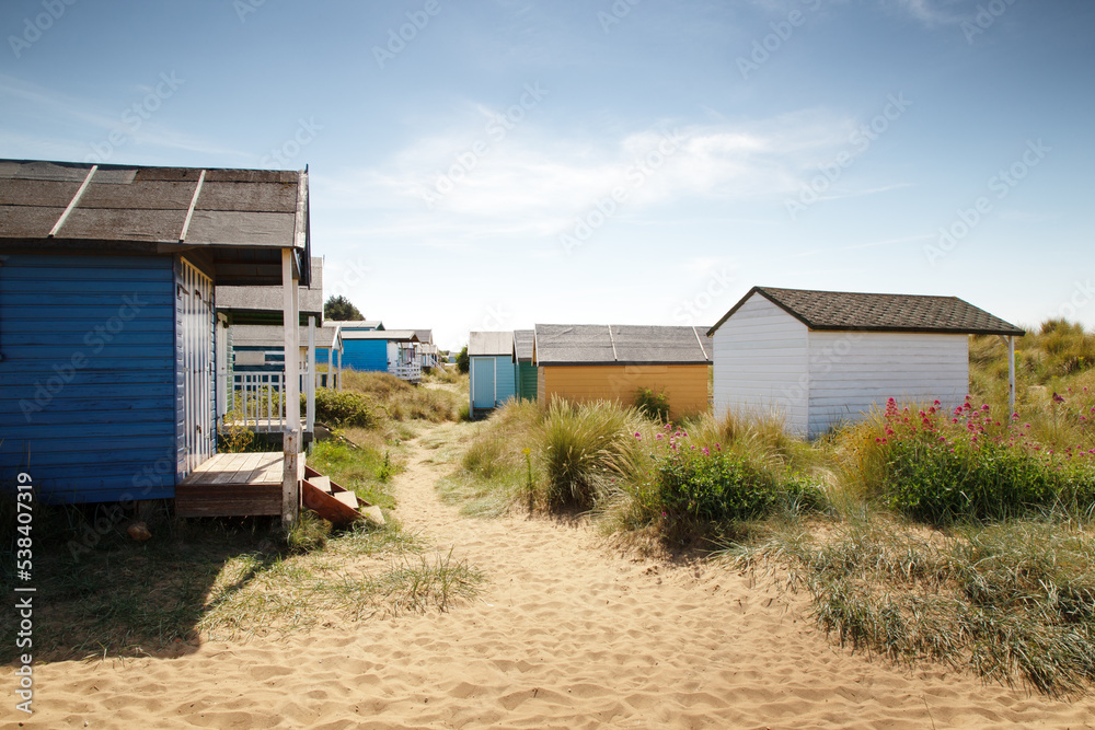 beach huts by the sea