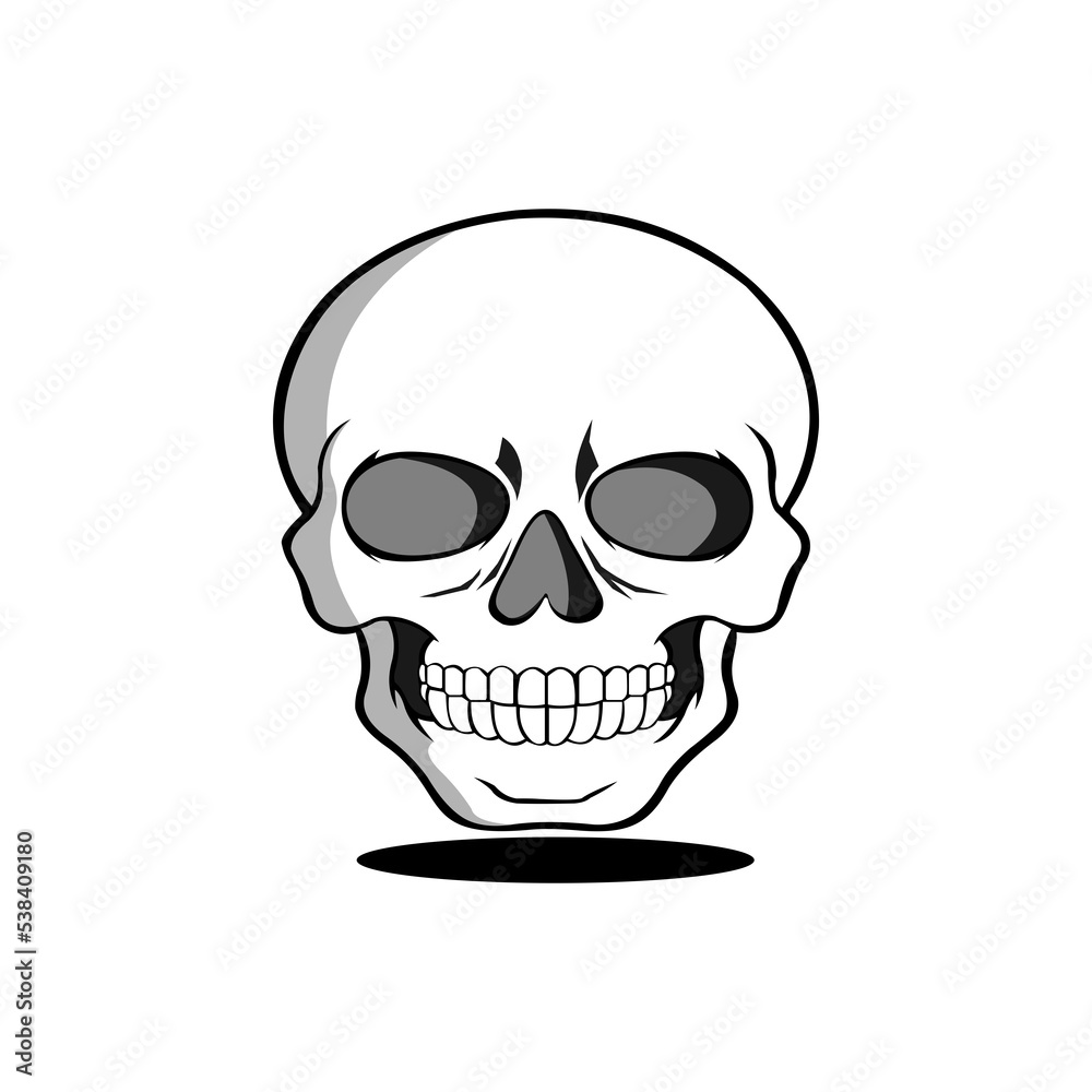 Vector illustration skull isolated white background