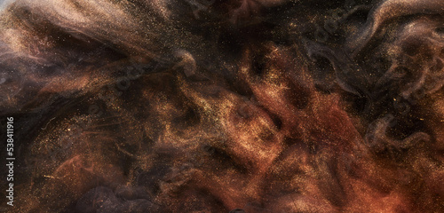 Wallpaper Mural Multi colored sparkling abstract background, luxury dark gold smoke, acrylic paint underwater explosion, cosmic swirling ink Torontodigital.ca