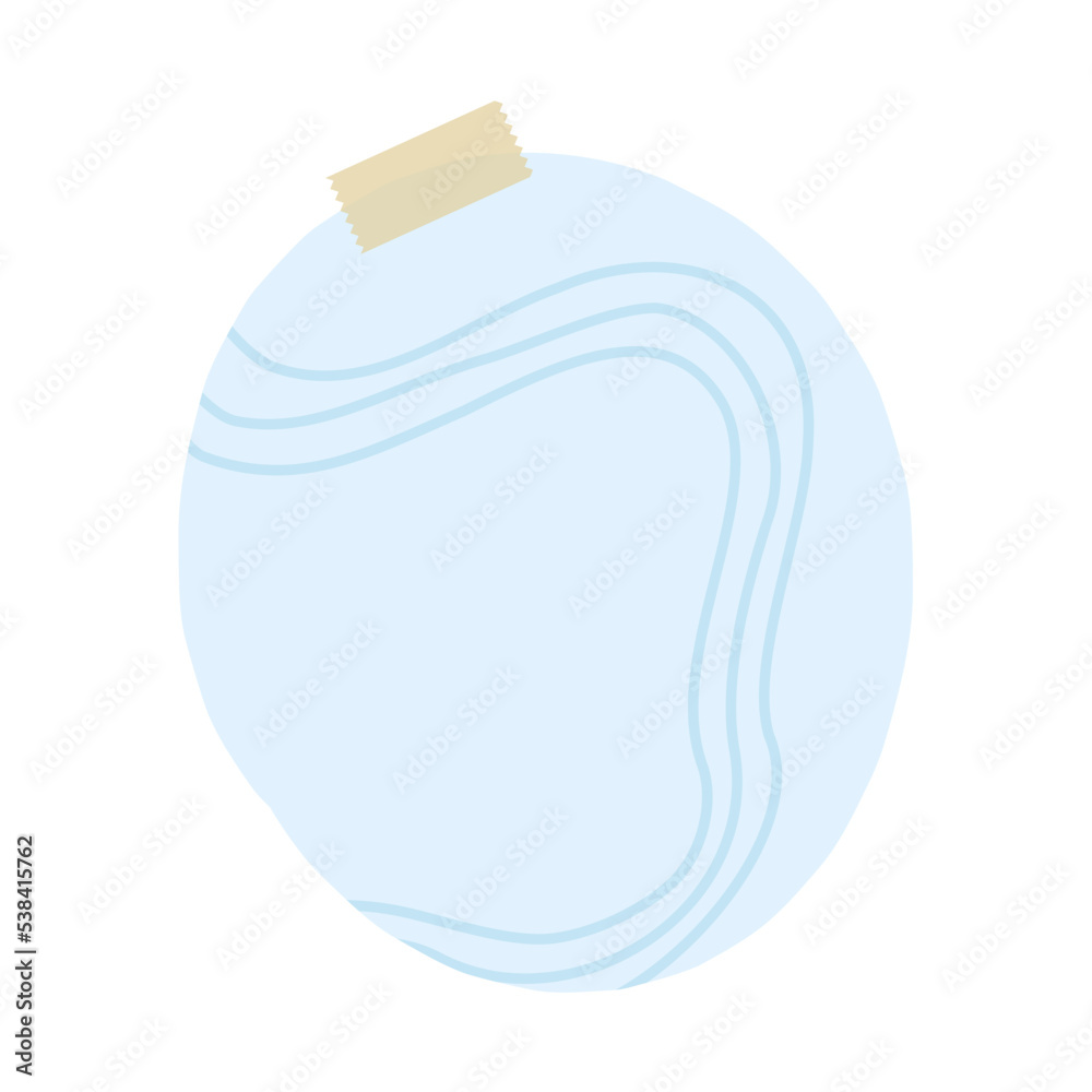 Hand drawn circle blue sticky note with tape