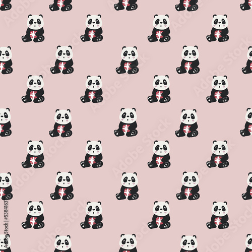 seamless pattern with cute holiday panda