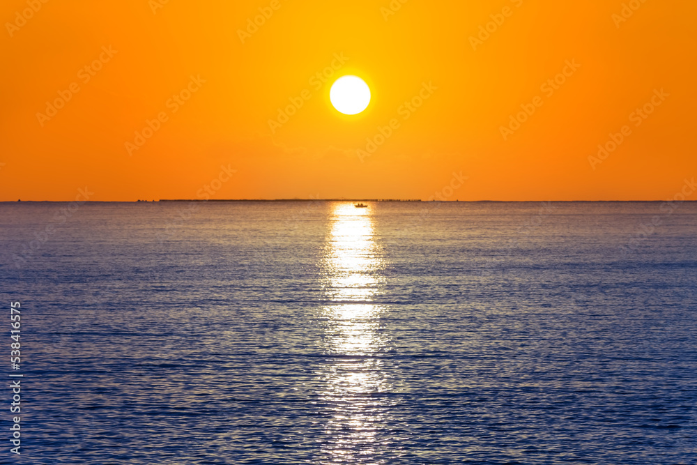 quiet sea at the red dramatic sunset, sea natural background