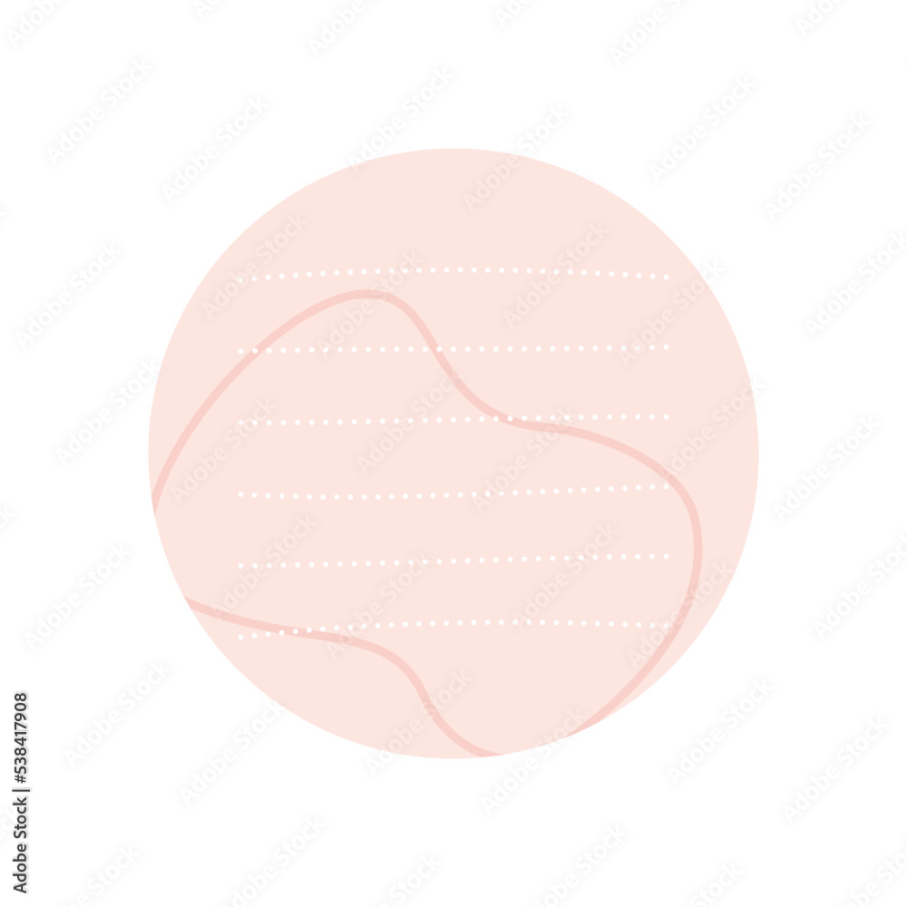 Circle peach sticky note with lines Circle peach sticky note with lines