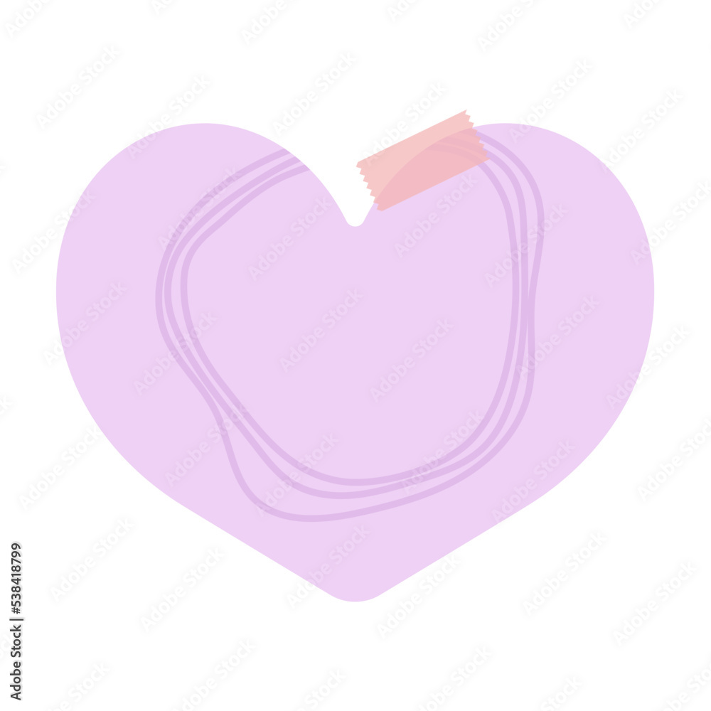 Heart pink sticky note with tape