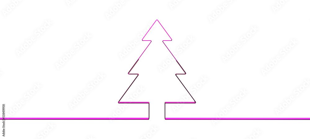 Christmas Tree in One line Drawing Style