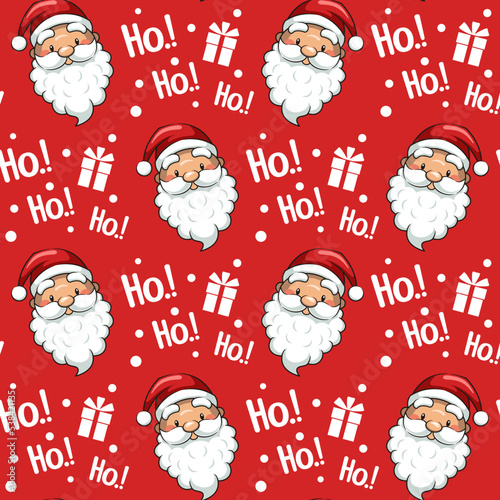 Seamless Pattern Christmas Head Santa Claus