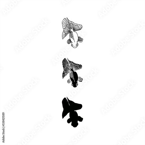 butterfly telescope goldfish silhouette set illustrations