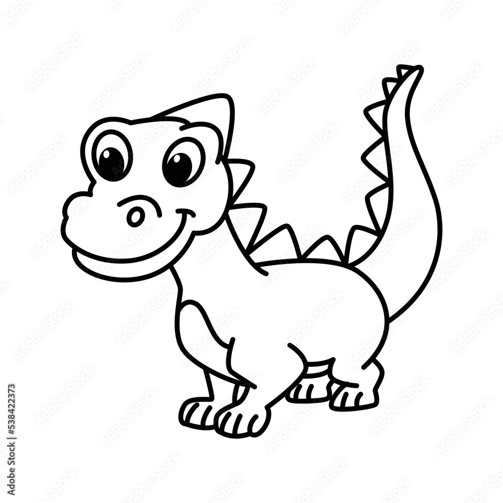 Cute dino cartoon characters vector illustration. For kids coloring book.