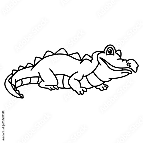 Cute crocodile cartoon characters vector illustration. For kids coloring book.