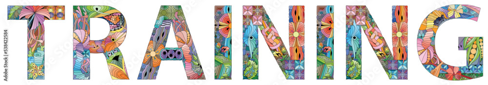 Word TRAINING. Vector decorative zentangle object Word TRAINING. Vector decorative zentangle object