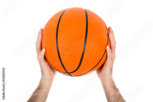 Two hands holding a basketball isolated on transparent background © Kruwt