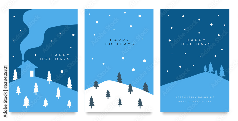 winter snow season pine tree blue Holiday invitation background template card design wallpaper