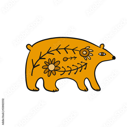 Cute cartoon bear. Hand-drawn vector illustration in Scandinavian style