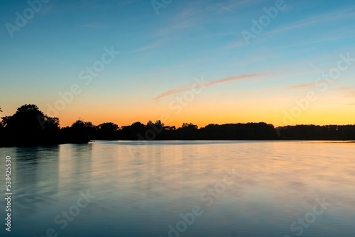 Tampier Lake in the Chicago Suburbs at the Early Evening around Sunset