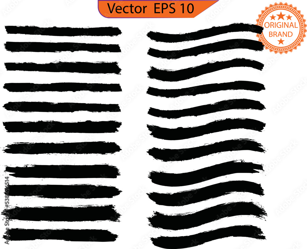 Paint brushes EPS 10, clip art, Paint splatter Paint stroke. Black ink line, grunge brush strokes, ink paint set.  Only commercial use	
