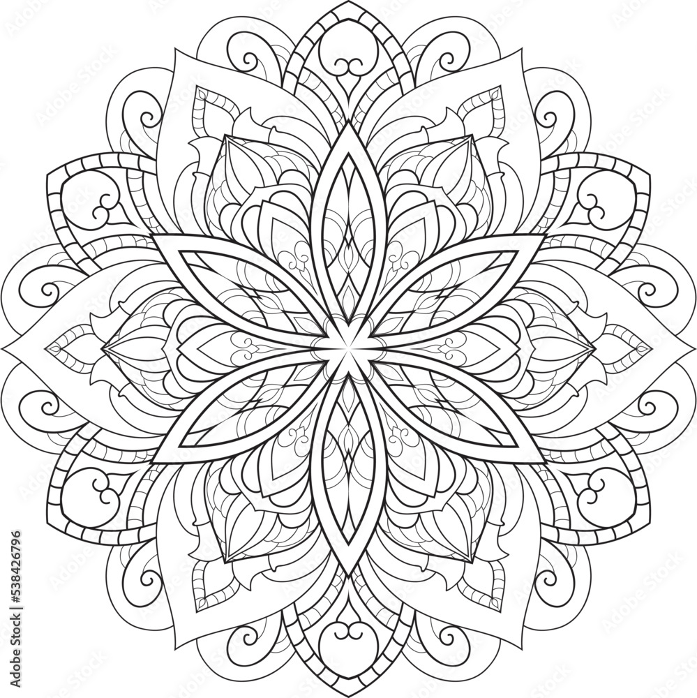 Fototapeta premium Adult coloring page Mandala.Hand drawn illustration.ornament design for coloring page