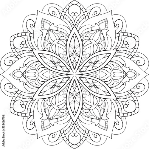 Adult coloring page Mandala.Hand drawn illustration.ornament design for coloring page